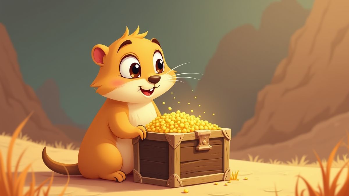 A prairie dog holding a treasure chest.
