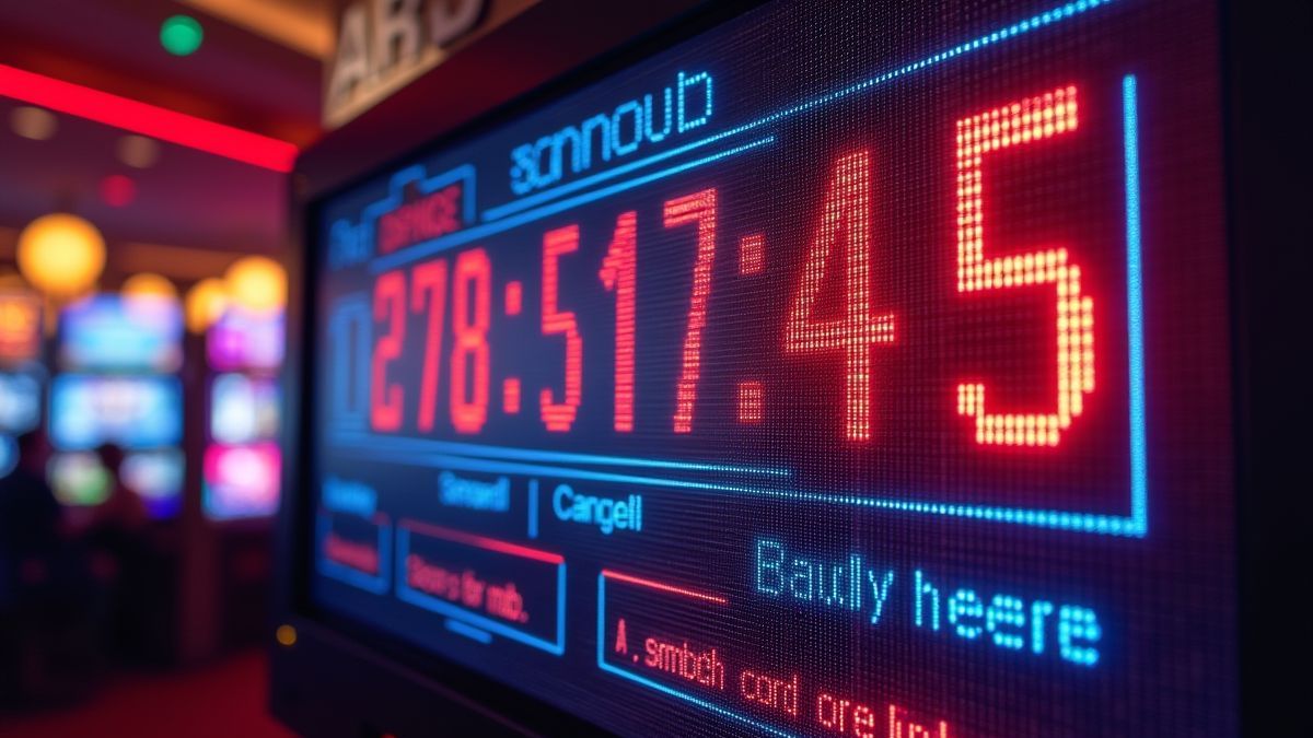 Casino-Umgebung mit digitalem Punktestand auf dem Bildschirm.