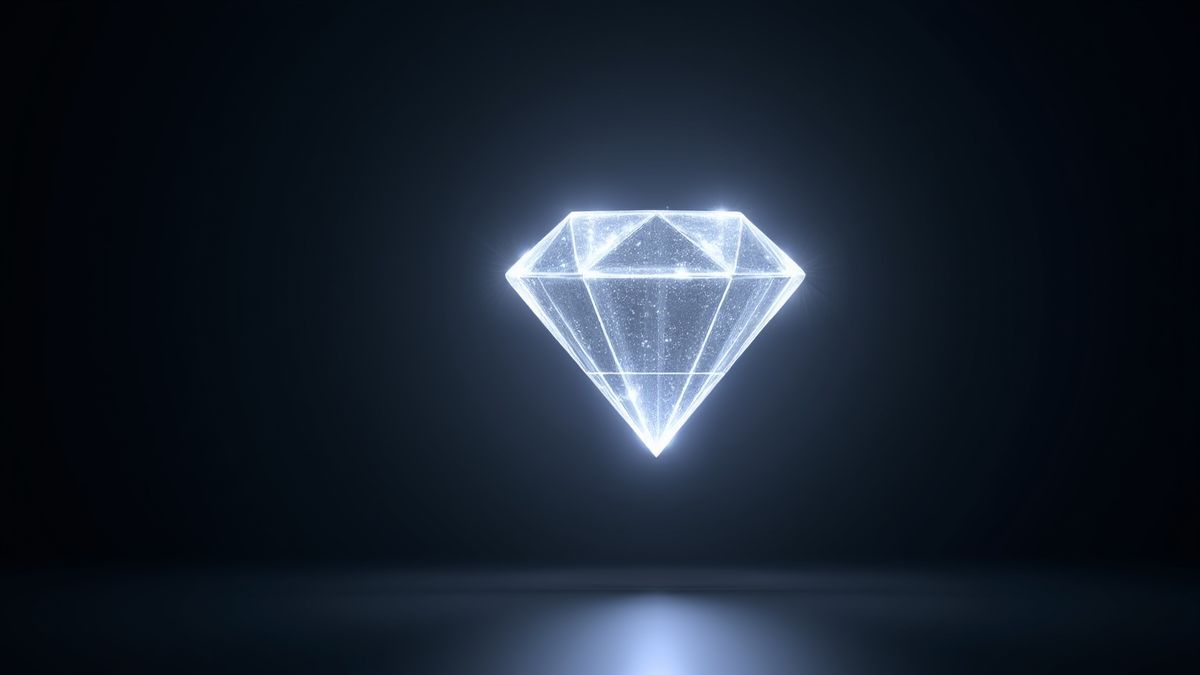 Un diamante brillante bajo un foco de luz.
