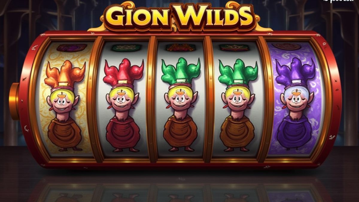 Draaiende rollen met nar-symbolen die veranderen in wilds.