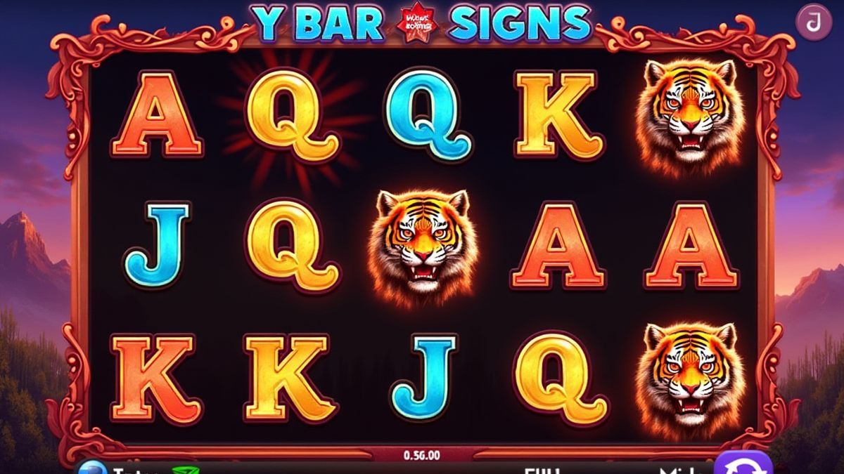 Símbolos de la slot Triple Tigers con tigres y iconos BAR.