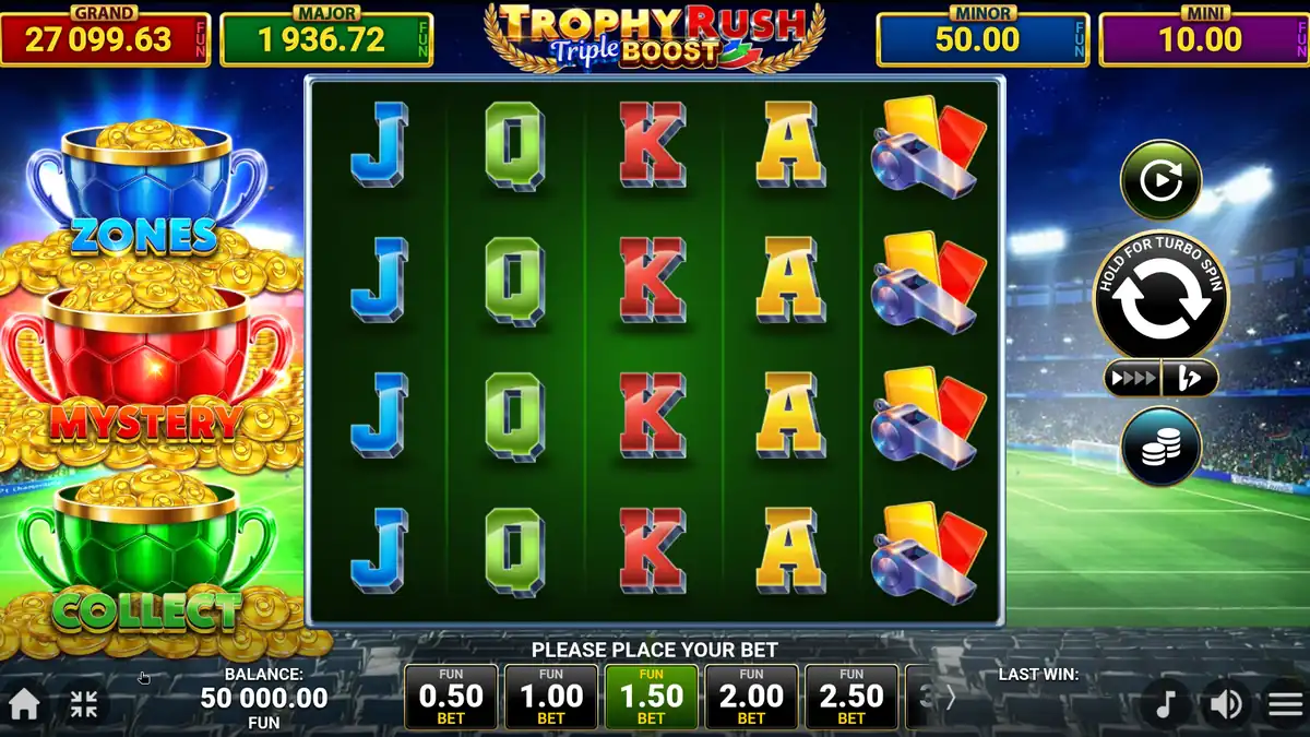 Pantalla del juego base de Trophy Rush Triple Boost
