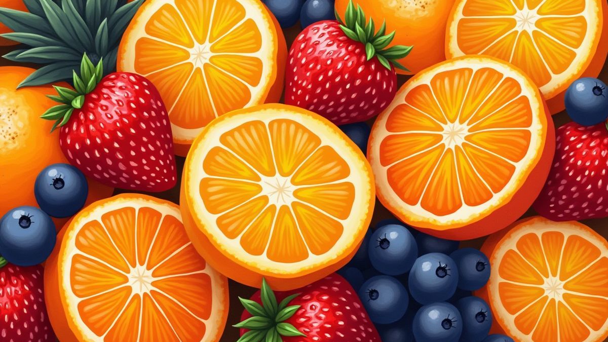 Frutas tropicales frescas en primer plano.