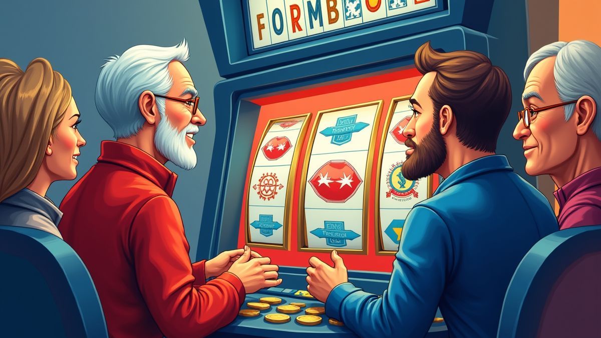 Personas de varias edades jugando en un slot político.