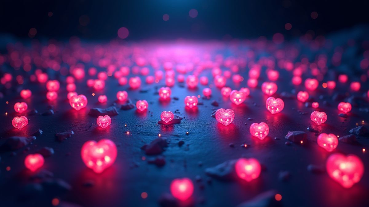 Neon symbols forming a winning cluster.