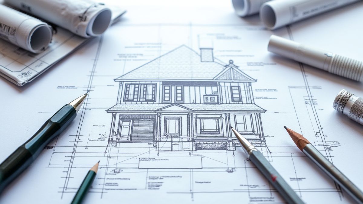 Diseño de planos de construcción con herramientas dispersas.