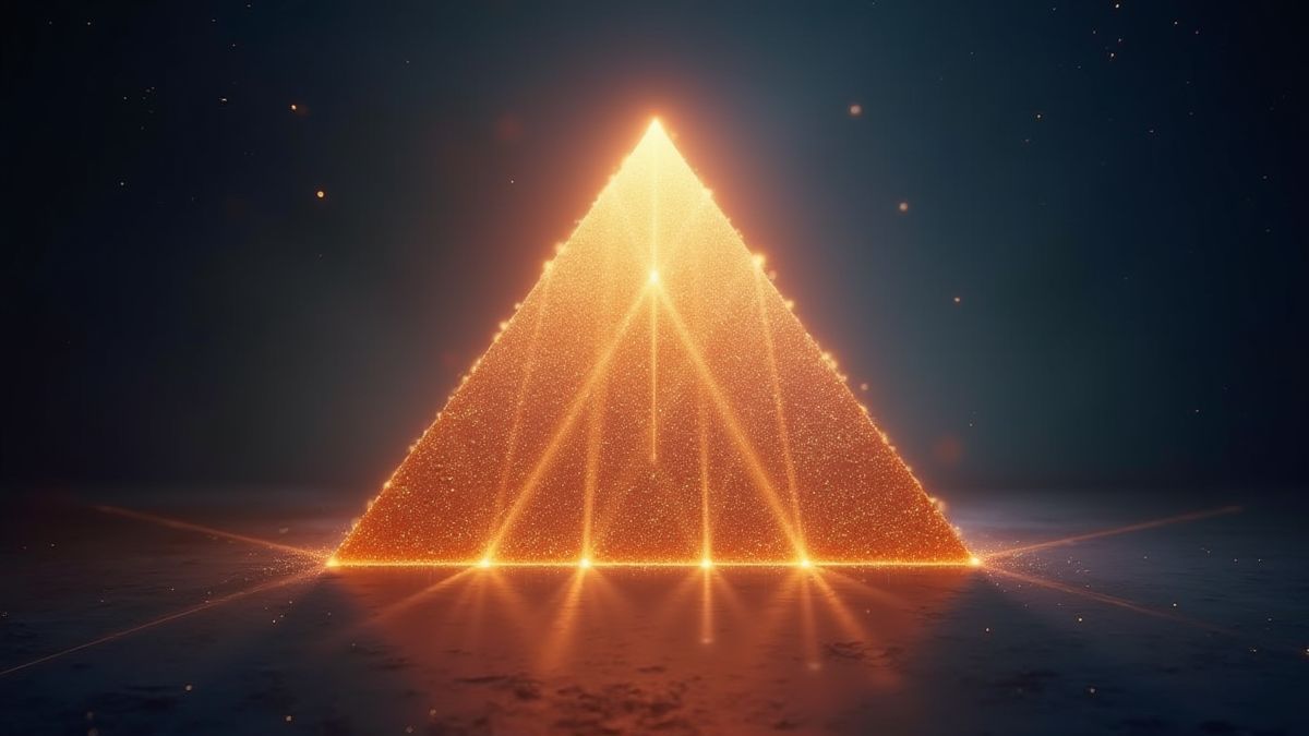 Una pirámide brillante con haces de luz que representan multiplicadores