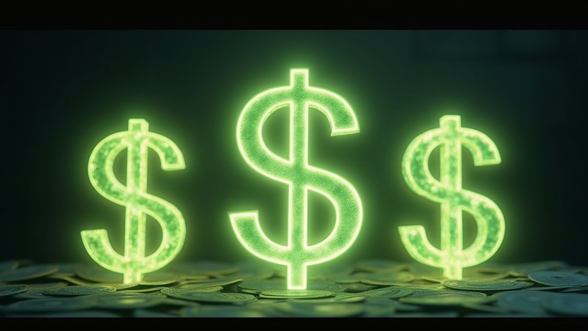 Glowing cash symbols locked with bursts of light.
