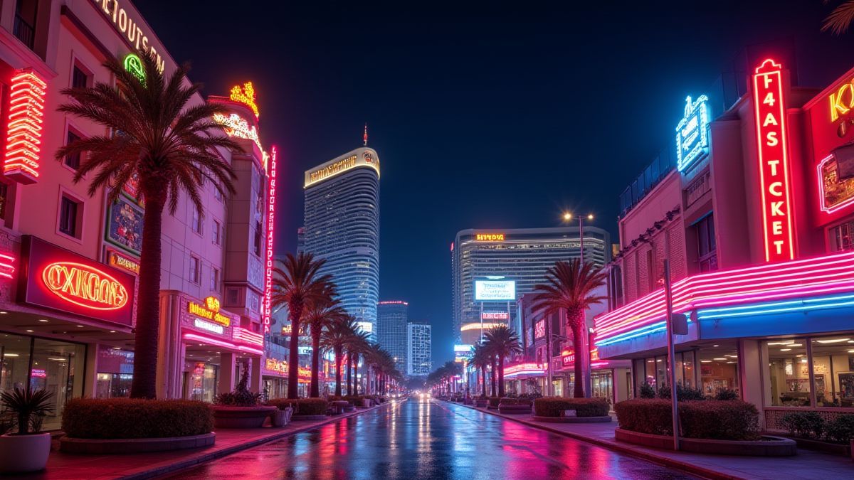 Heldere lichten van Las Vegas met een retro fruitenthema.