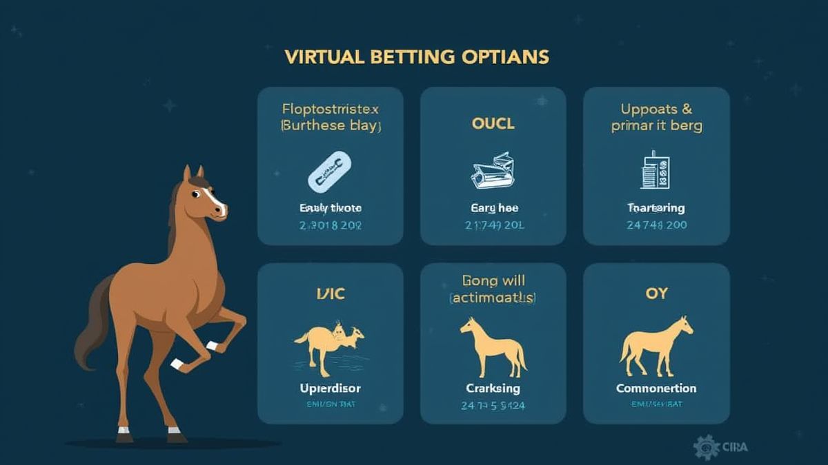 Virtual betting interface with various options and horse icons.