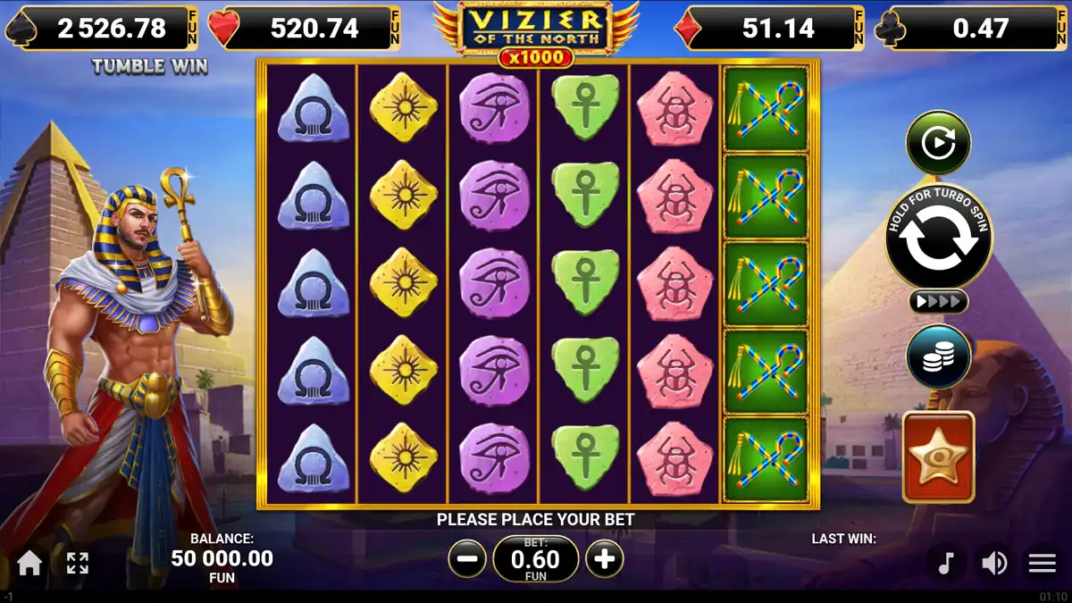 Pantalla del juego base de Vizier of the North x1000