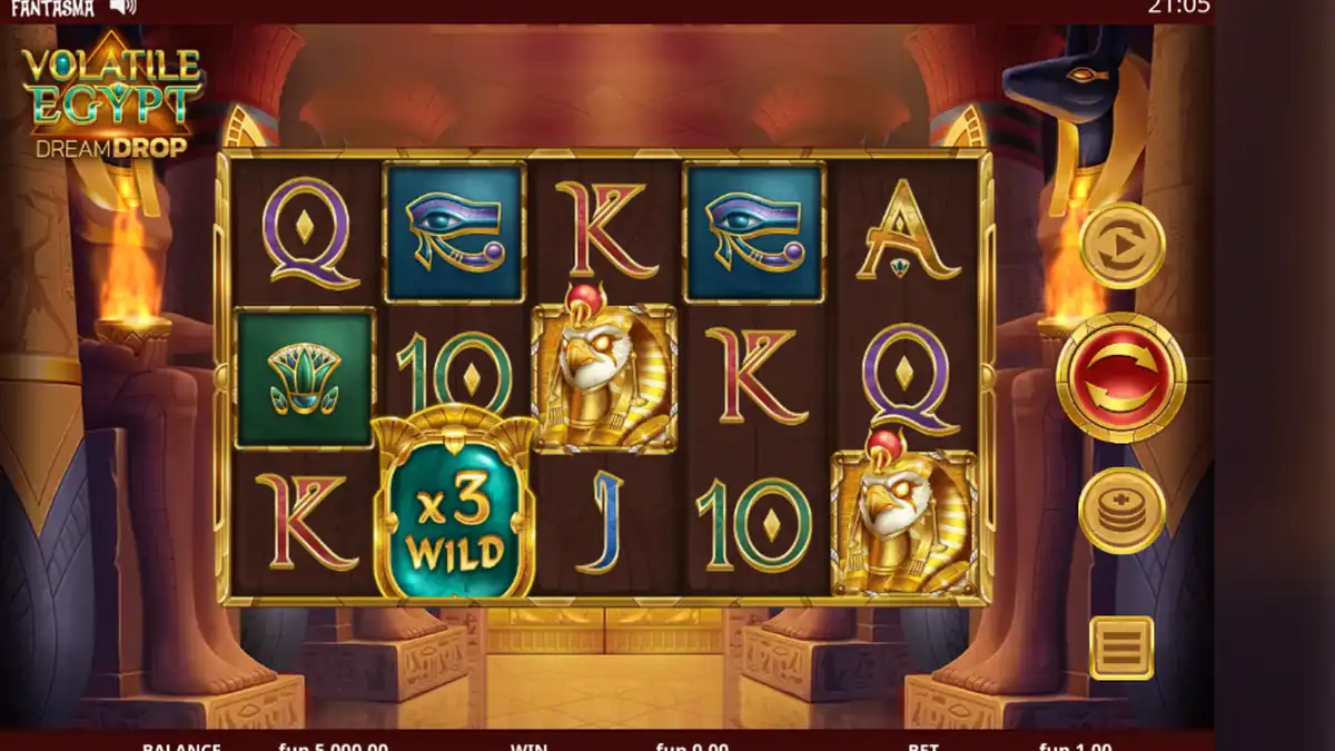 Juego base de la tragamonedas Volatile Egypt Dream Drop