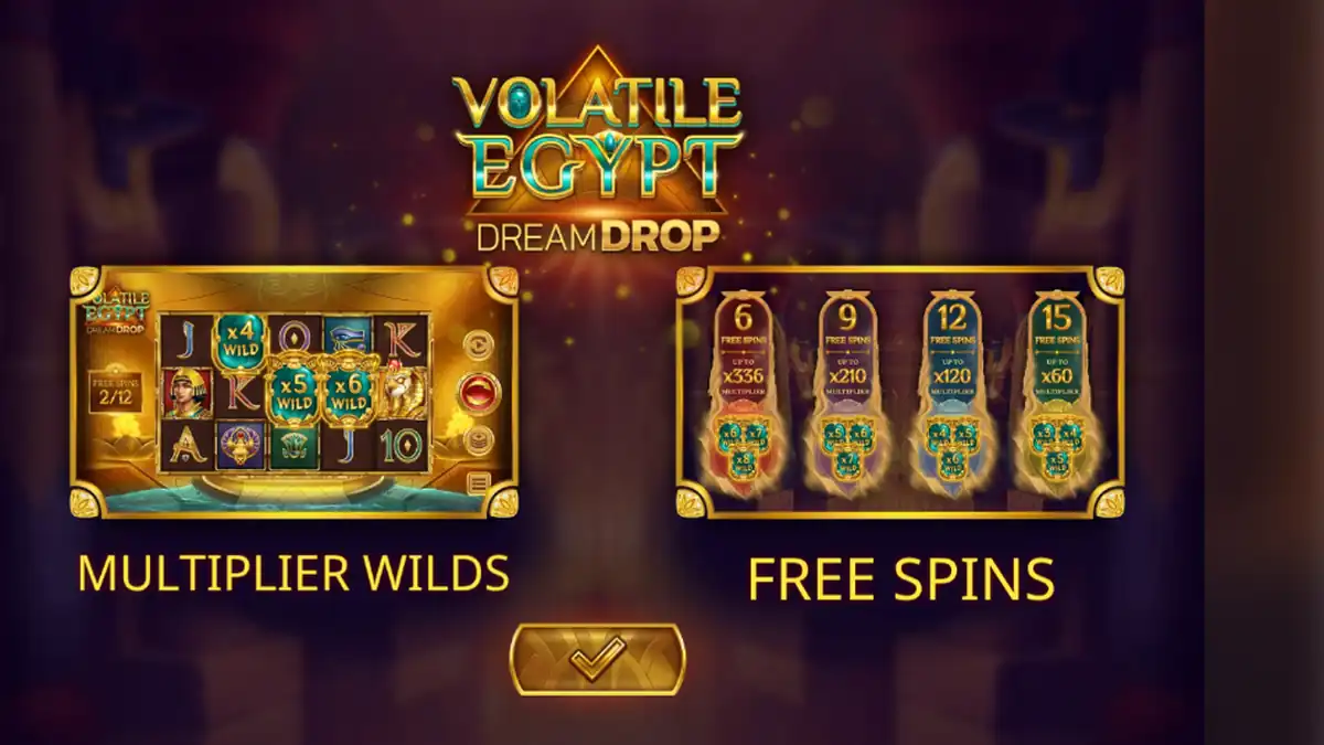Deslizador del juego base de la tragamonedas Volatile Egypt Dream Drop