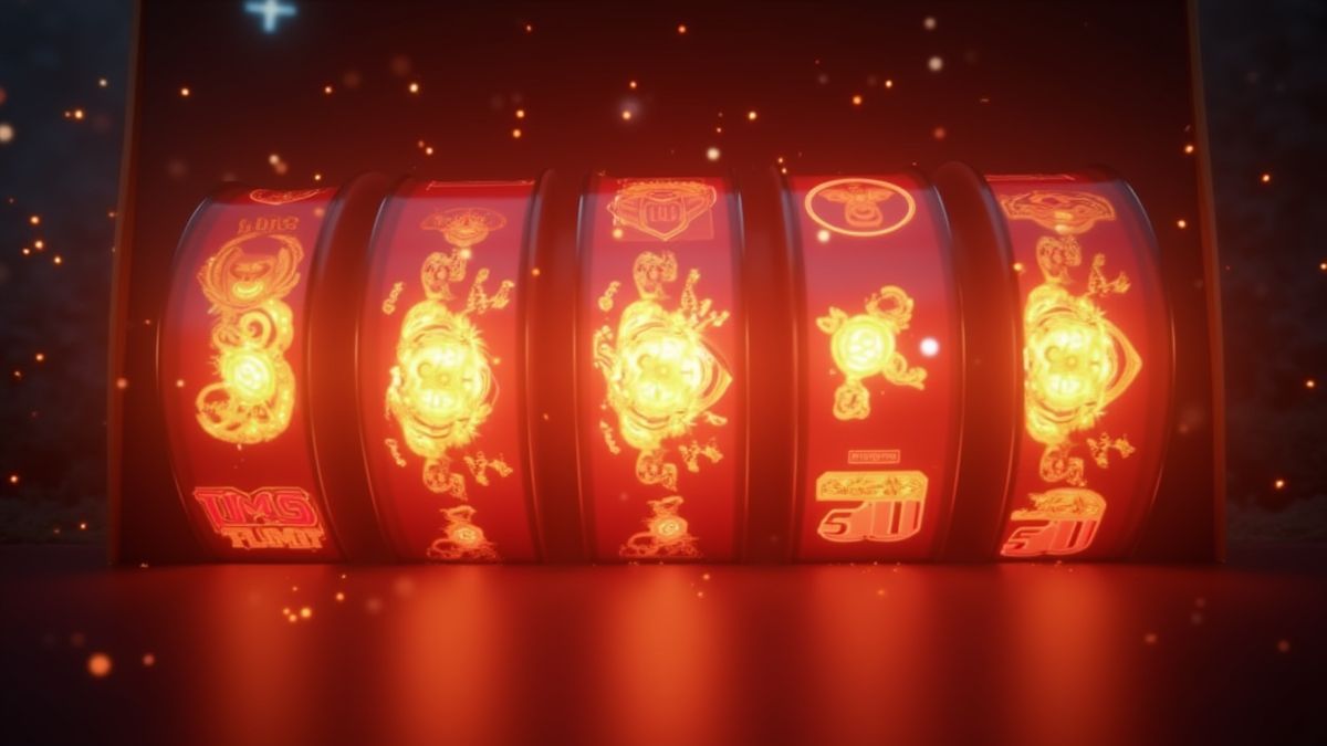 Des symboles expansifs brillant sur les rouleaux d'une machine à sous.