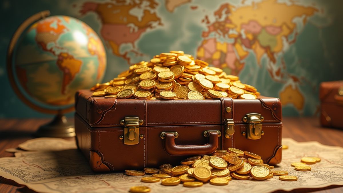 Animierte Koffer voller Goldmünzen