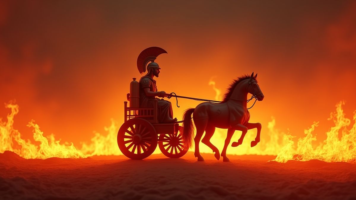 Carro romano rodeado de llamas.