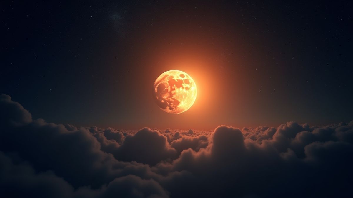 Luna y sol místicos brillando en un cielo estrellado.