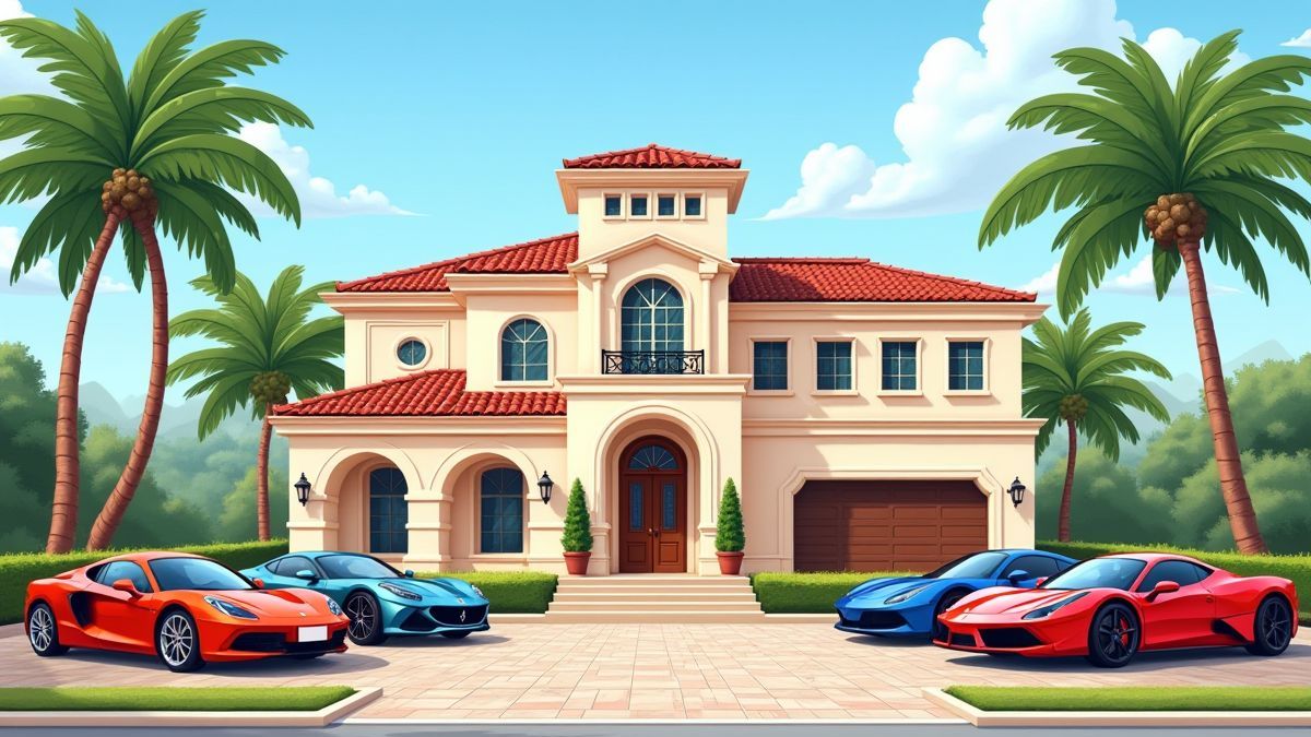 Une maison de luxe avec voitures de sport