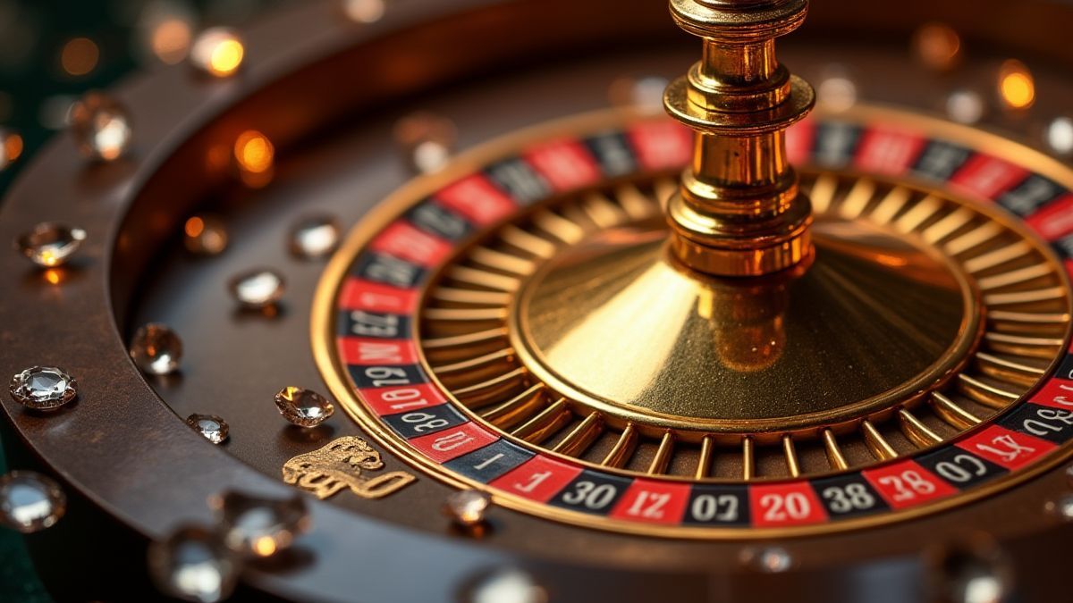 Une roulette dorée entourée de diamants