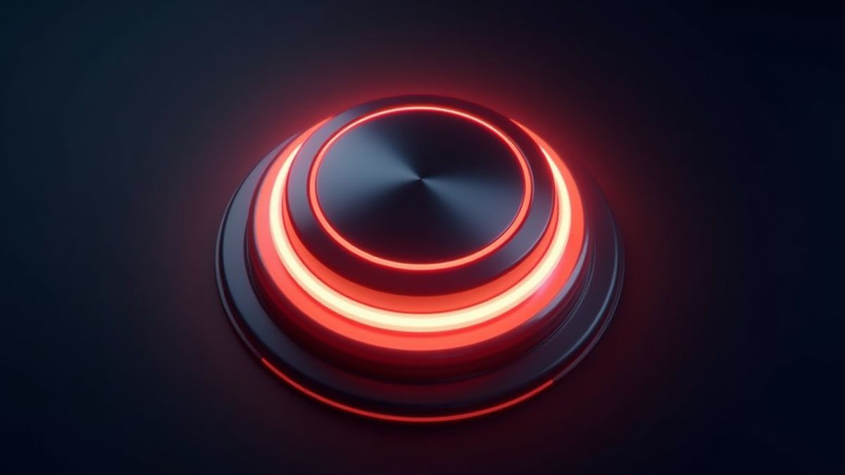 Ein leuchtender Spin-Button mit futuristischem Design.