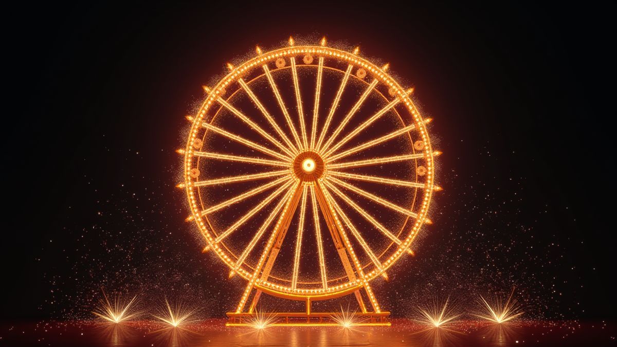 Roue de la fortune géante avec lumières brillantes