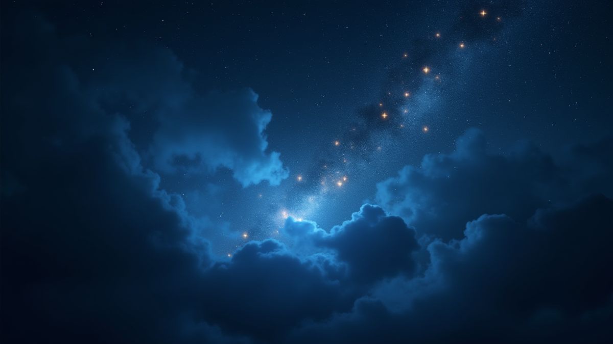 Cielo nocturno mágico con estrellas brillantes.