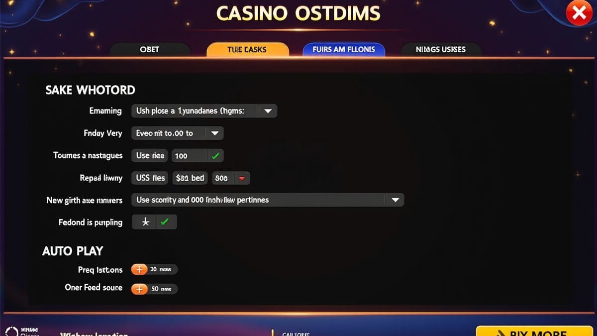 Casino scherm dat inzetopties en autoplay-instellingen toont.