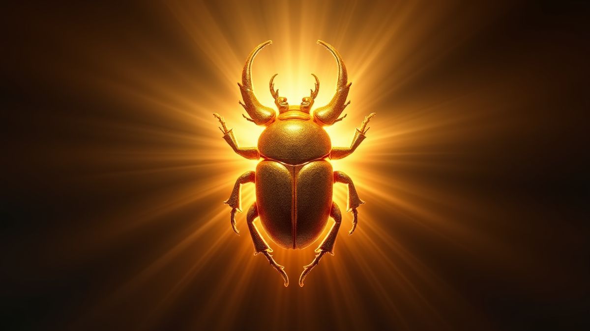 Escarabajo dorado brillante simbolizando la fortuna.