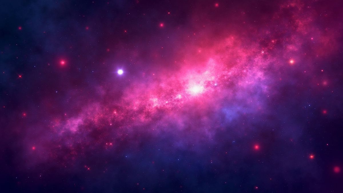 Kosmischer Hintergrund voller Neonfarben und leuchtenden Sternen, die das Thema von Wild Fury repräsentieren.