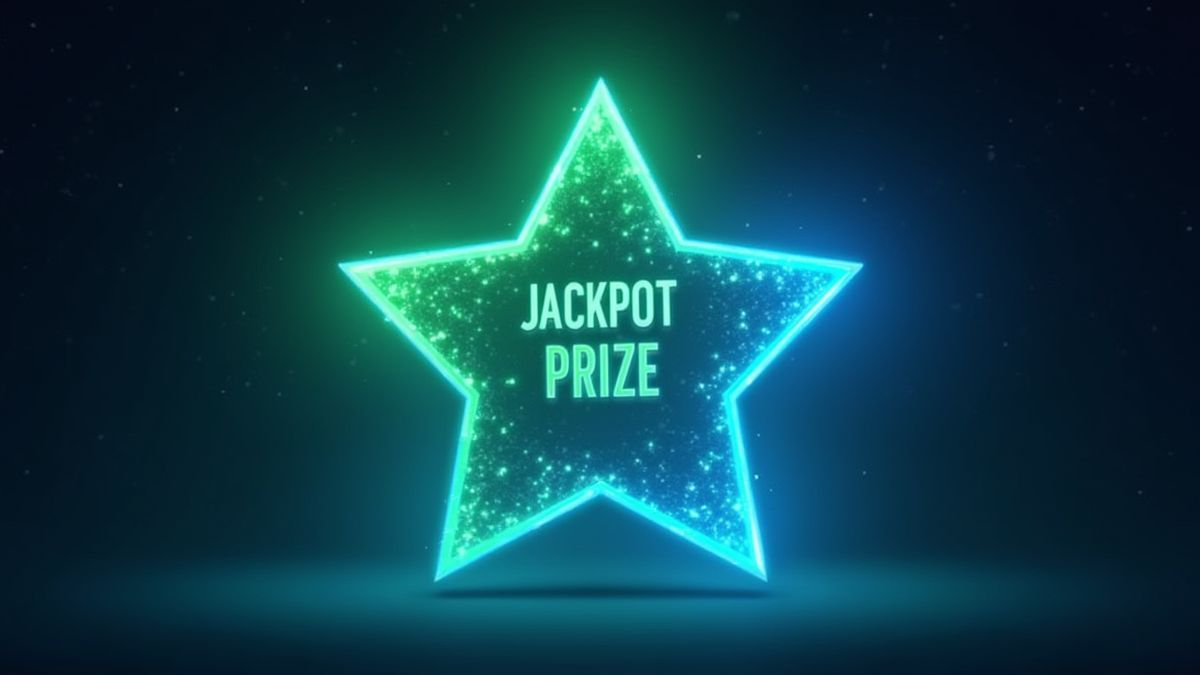 Estrelas brilhantes em azul e verde com prêmios de jackpot.