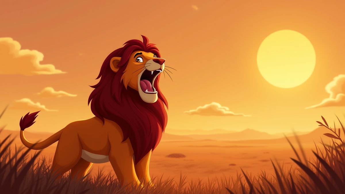 Un lion rugissant dans la savane africaine.