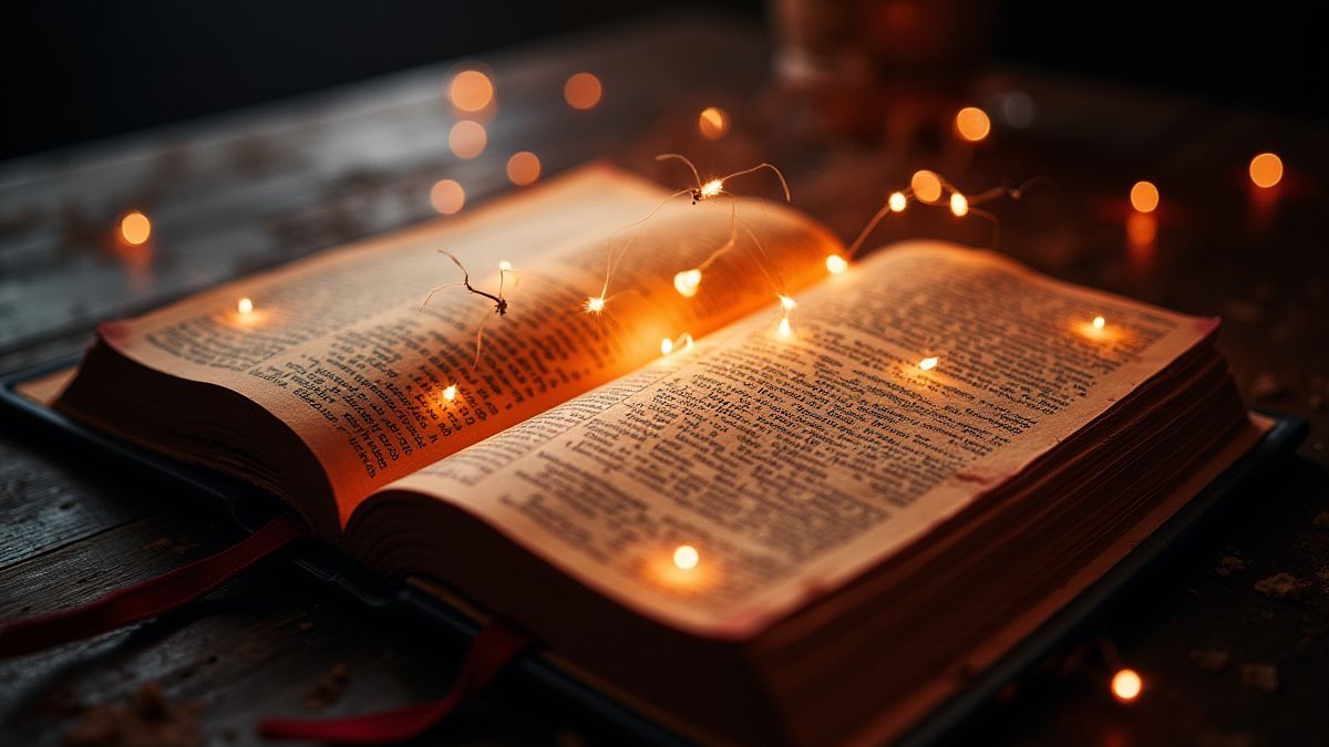 An enchanted spell book glowing with magical energy.
