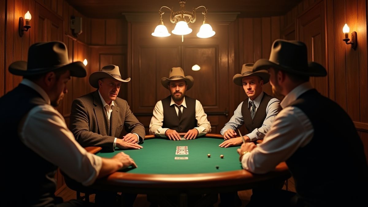 Poker-Spieler in einem Salon des wilden Westens.