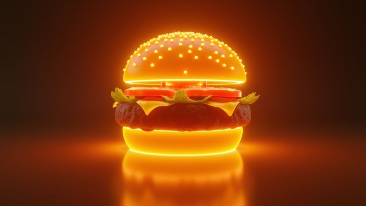 Leuchtender riesiger Hamburger als Wild-Symbol.