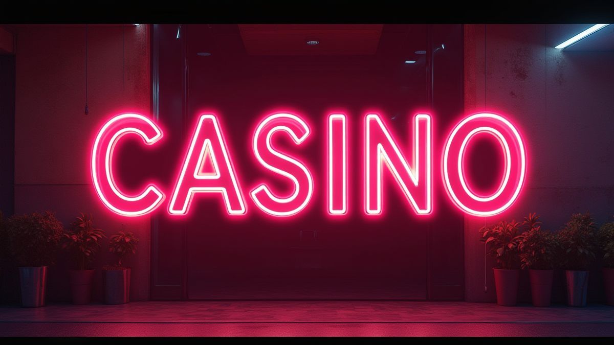 Luces de neón en un casino retro.