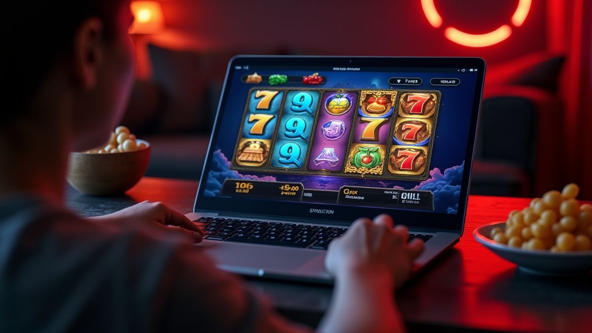 Configuração acolhedora para jogar slots online.