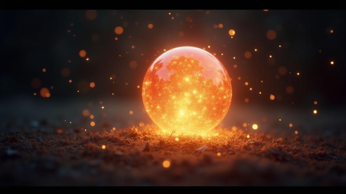 Een magische orb omringd door vonkjes en feeënstof.