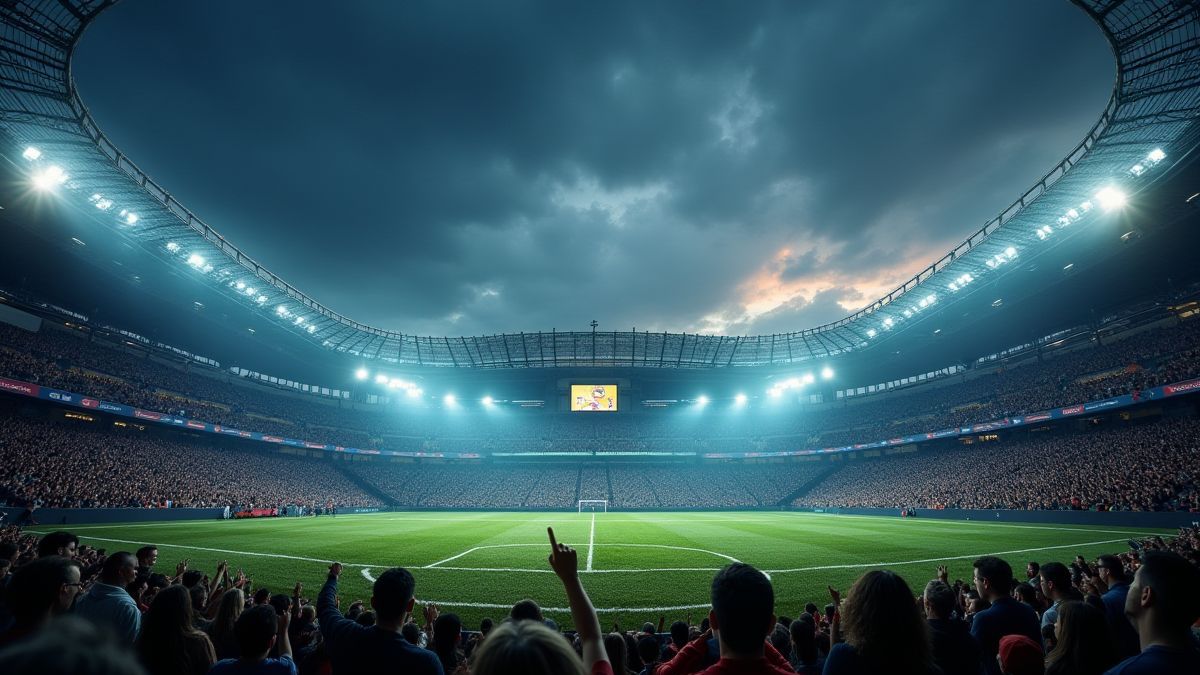 Estádio de futebol cheio de energia durante um jogo
