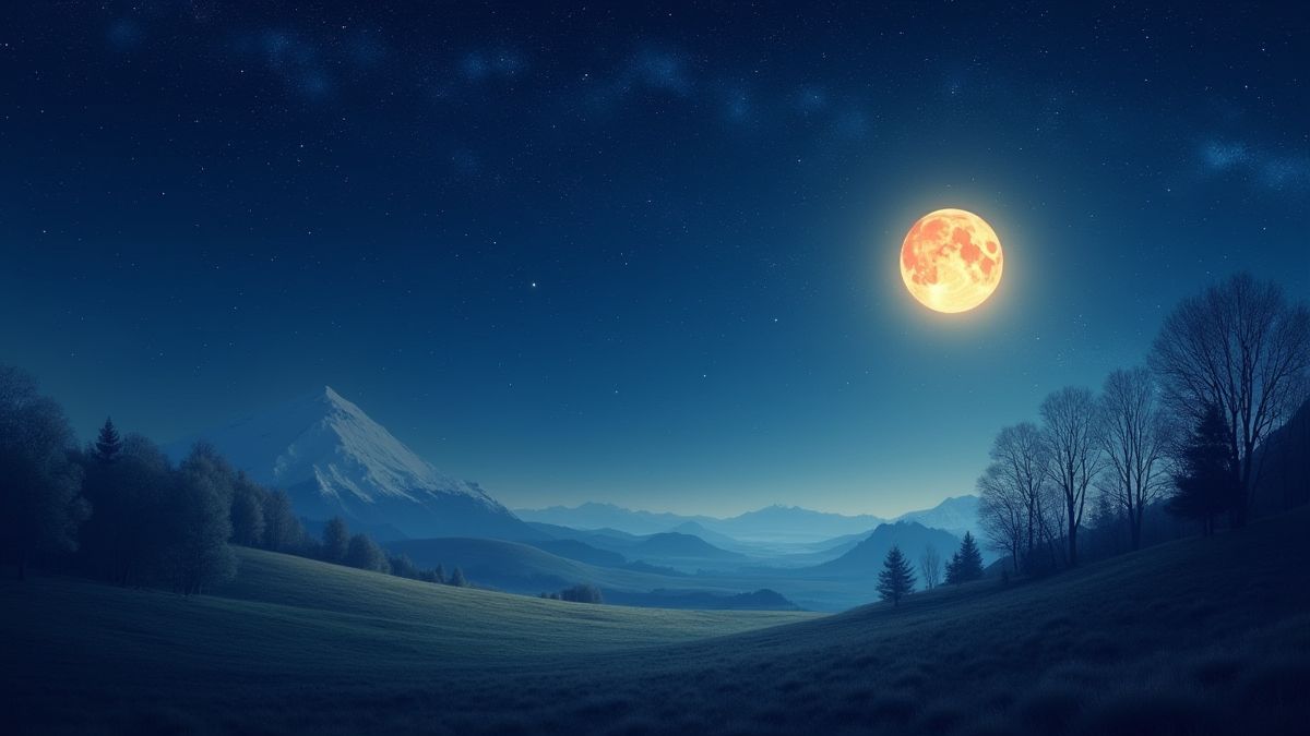 Ein Nachthimmel voller Sterne und einem leuchtenden Mond.