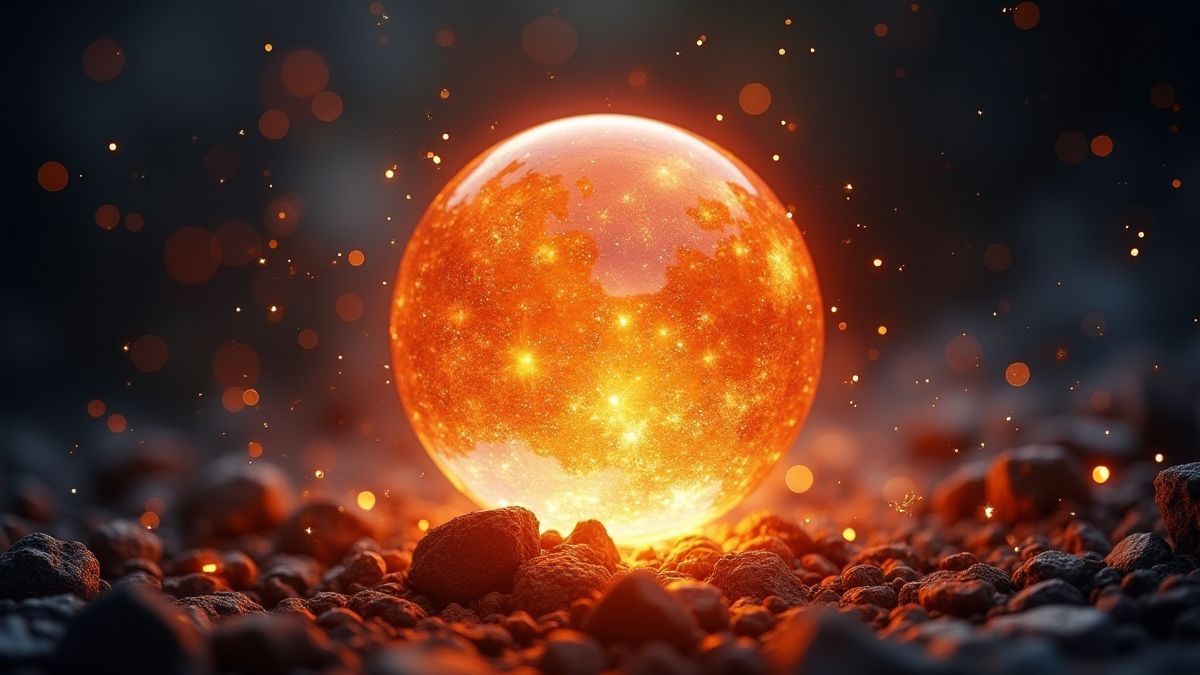 Un orbe místico brillante rodeado de chispas mágicas.