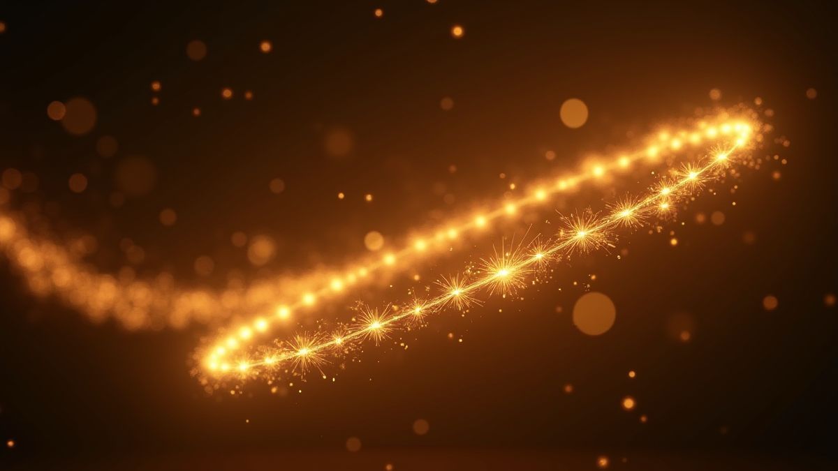 Un lazo dorado brillando en el aire.