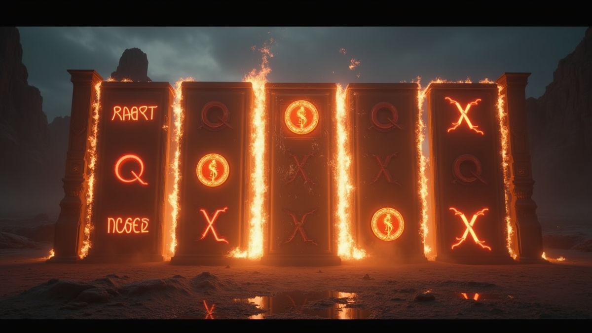 Walzen, die sich mit xWays-Symbolen in einer leuchtenden postapokalyptischen Umgebung ausdehnen.