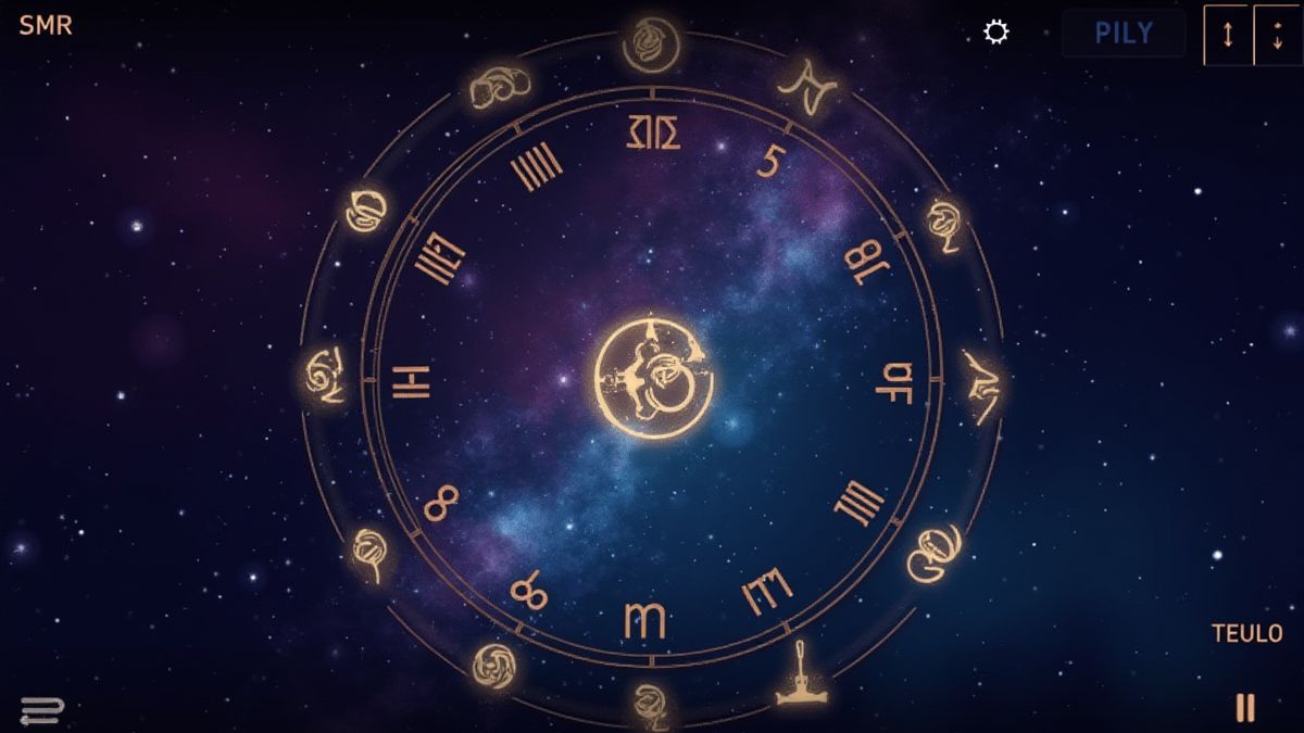 Interfaz de slot simple con fondo zodiacal cósmico.