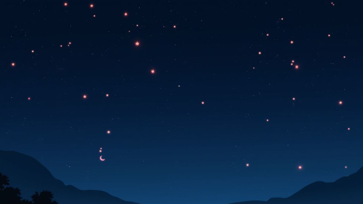 Constelaciones y símbolos zodiacales en el cielo nocturno.