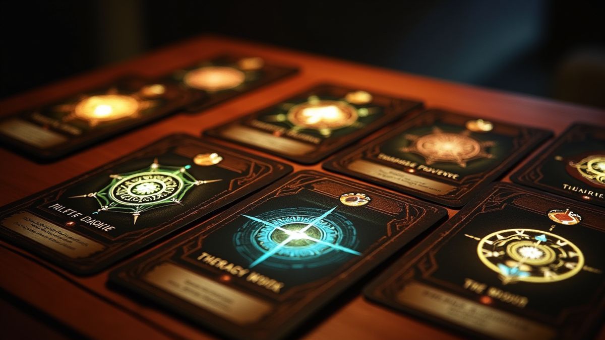 Cartas místicas sobre una mesa de madera.