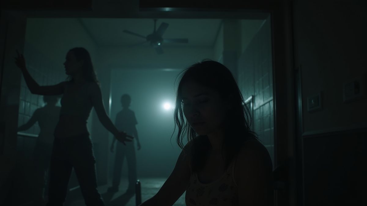 Un superviviente preparando un ataque contra zombies en una habitación oscura.