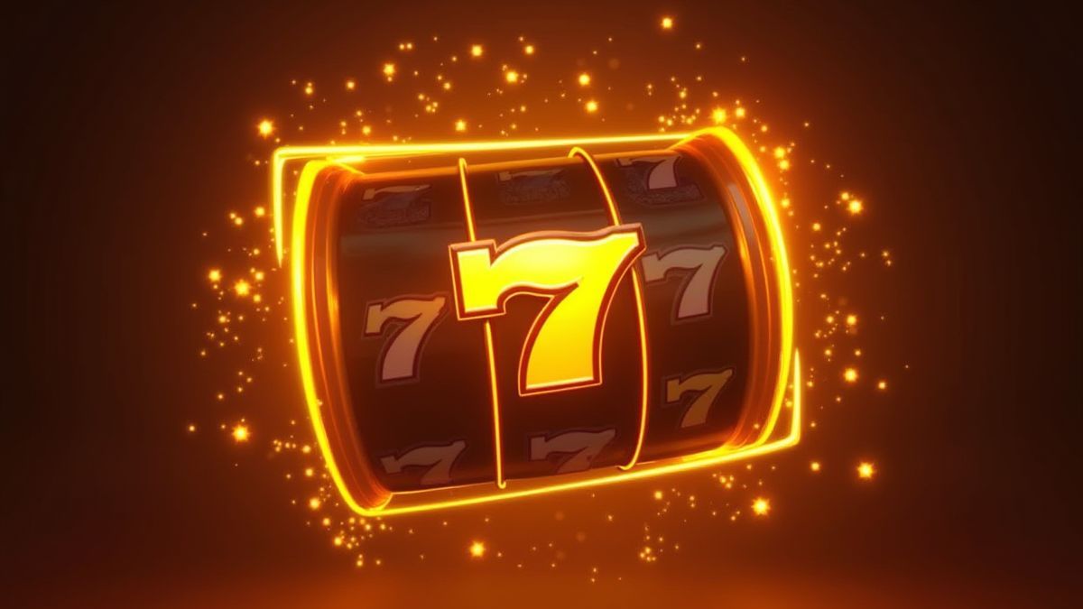Glowing golden frames on a slot machine reel